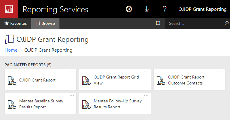 OJJDP Grant Reporting Screenshot